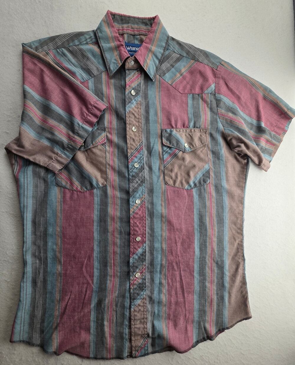 Wrangler Western Wear Pearl Snap Button Down Short Sleeve Size Medium